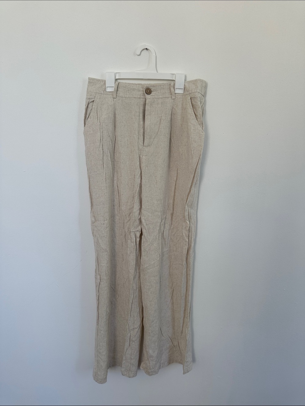 Women’s  Linen-Blend Cream Trousers
